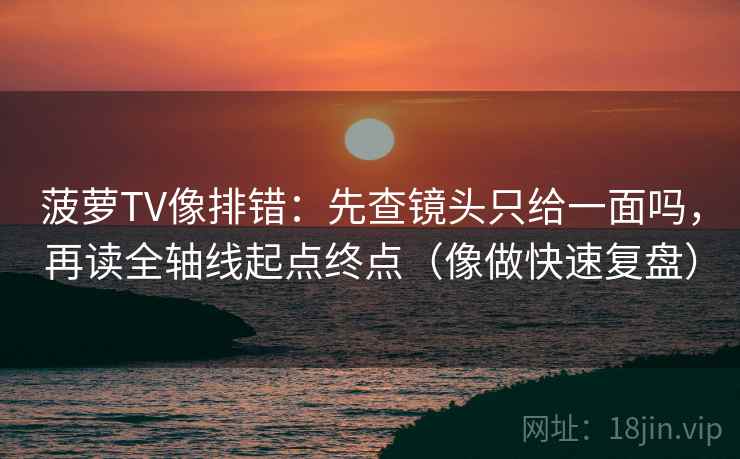 菠萝TV像排错：先查镜头只给一面吗，再读全轴线起点终点（像做快速复盘）